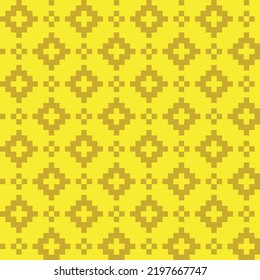 Yellow cross-stitch knitting pattern on light yellow background. Yellow square dots on light yellow backdrop. Colorful color theme fabric pattern design for sale. Knitting handicraft art.