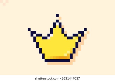 Yellow crown drawn in pixel art 8 bit style.