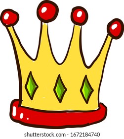 Yellow crown, illustration, vector on white background.