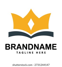 Logotipo da coroa amarela com texto preto no fundo branco para fins de marca comercial ícone
