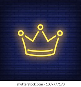 Yellow crown night bright advertisement element. Gambling concept for neon sign design. Vector illustration in neon style for online casino, slot machine, jackpot