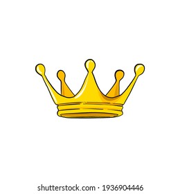yellow crown on a white background. comic pencil drawing. raster image. vector illustration