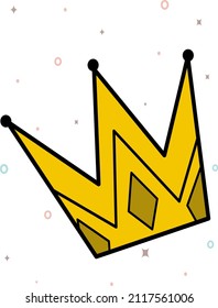 La corona amarilla en un fondo blanco. Dibujo de lápiz. Ilustración vectorial. día de San Valentín. Un elemento de la decoración de una celebración nupcial. Para un sitio web, aplicación móvil, iconos, postales.