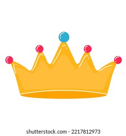 yellow crown on a white background. comic pencil drawing. raster image. vector illustration