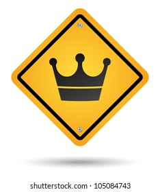 yellow crown road sign isolated