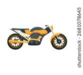 Yellow Cruiser Motorcycle Vector Illustration