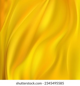 Yellow crumpled fabric texture background. Vector illustration.