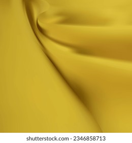 Yellow crumpled fabric texture background. Vector illustration.