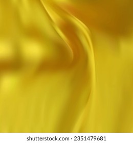 Yellow crumpled fabric texture background. Vector illustration.