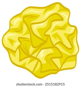 Yellow Crumpled Paper Ball Drawing Vector Illustration Icon