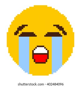 Yellow Cry Face Pixel Art