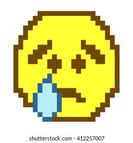 Yellow Crying Face Pixel Art