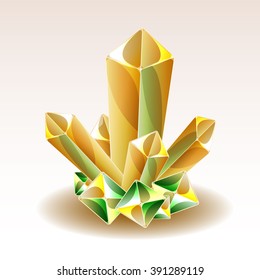 yellow crystal on a white background