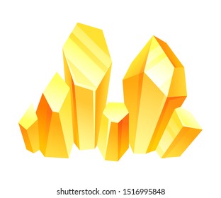 Yellow crystals. Vector illustration on a white background.