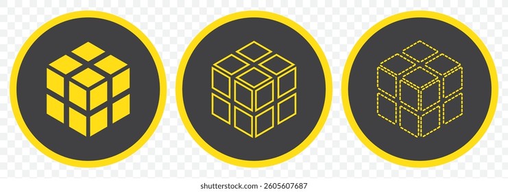 Yellow Cube, Cubic or Box Icon Illustration As A Simple Vector Sign and Trendy Symbol for Design, Websites, Presentation or Mobile Application. EPS 10.