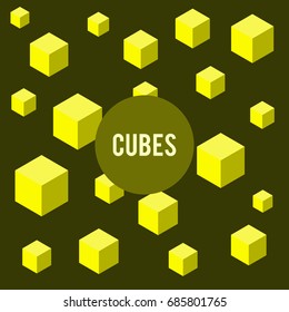 Yellow cubes composition with lettering in center