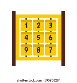 Yellow cubes with numbers on playground icon in flat style isolated on white background vector illustration