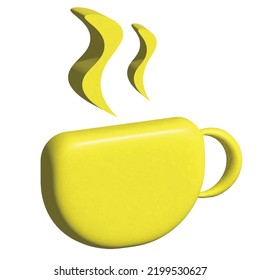 Yellow cup. 3d icon, isometric minimal design for web and apps. 