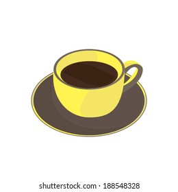 Yellow Cup Of Coffee On White Background