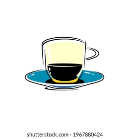 Yellow cup of coffee vector design on white background