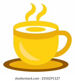 yellow cup with coffee vector icon on white background