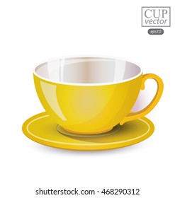 Yellow cup isolated on white background. Vector illustration.