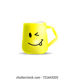Yellow cup with smile.