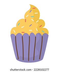 yellow cupcake design over white