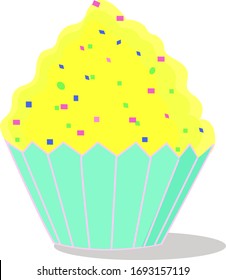 Torta amarilla, ilustración, vector sobre fondo blanco