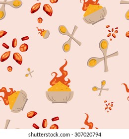 Yellow Curry Paste Seamless Pattern Vector Illustration