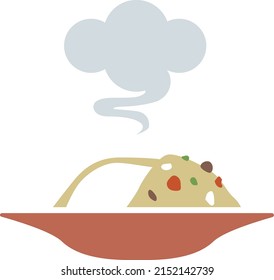 yellow curry rice dinner vector 
