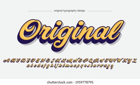 Yellow Cursive Calligraphy 3D Typography Artistic Font
