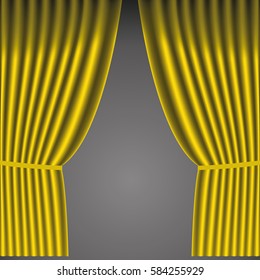 Yellow curtain  Isolated on a Grey Background