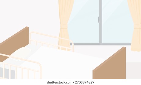 Gelber Vorhang Krankenpflege Bett Hintergrund Illustration_16:9