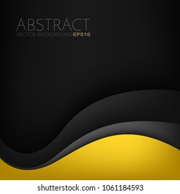 Yellow curve line vector background overlap layer on silver line and black space for text and background design