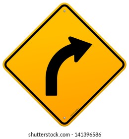 Yellow Curve Sign