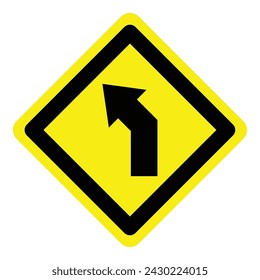 yellow curve turn left arrow road traffic warning caution sign direction icon. exclamation, hazard sign symbol logo design for web mobile isolated white background illustration