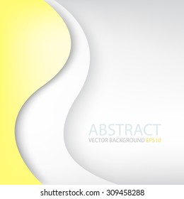 Yellow curve vector background pastel color element overlap paper layer line with space for text and message brochure and artwork design