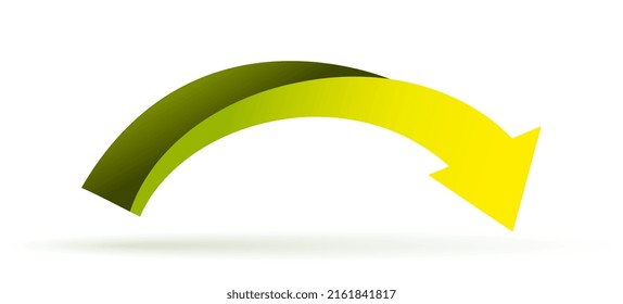 Yellow curved arrow. Graphic elements for developing charts and infographics. Stylish interface for website, navigation, transition to next or previous tabs. Cartoon flat vector illustration