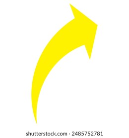 Yellow curved arrow icon vector. Arrow pointer icon sign symbol in trendy flat style for website, design.