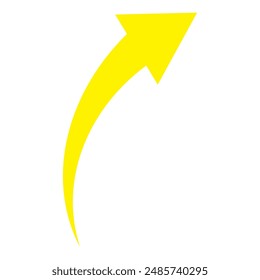 Yellow curved arrow sign. vector icon isolated on white background. eps 10.