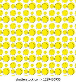 Yellow curved shape circle dots polka pattern art abstract geometric design wallpaper concept retro modern vector background for web and print