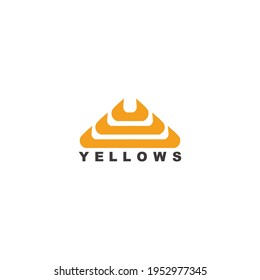 yellow curves object beautiful elegant shape logo vector