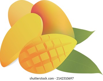 Gelbe Schnittmango und Apfelmango-Illustration