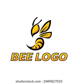A Yellow Cute Bee Logo. Bee Logo With Modern and Geometric Design For Brand Identity.