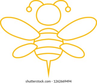 Yellow Cute bee outline