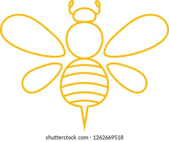 Yellow Cute bee outline