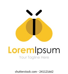 Yellow cute bug with huge wings business logo element icon 