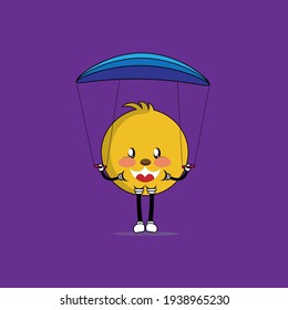 yellow cute character playing parachute