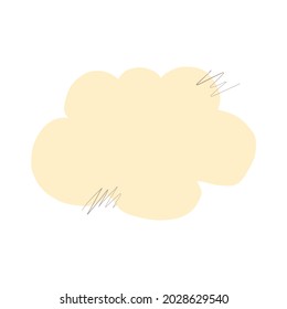 Gelbe süße Wolkenaufkleber für Noten. Ziehtes Zierblatt mit Notenpapier mit Leerzeichen für Text